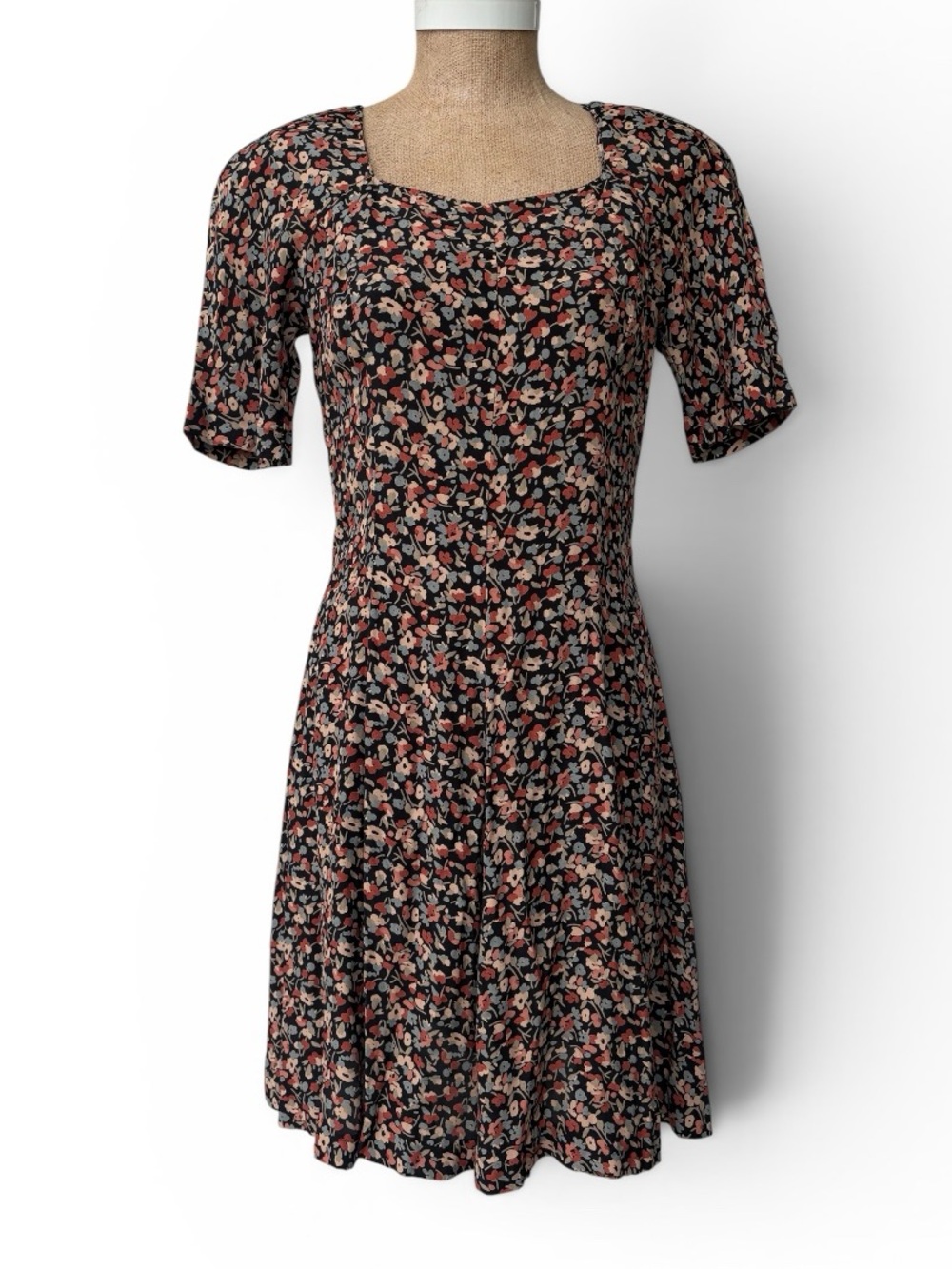 Vintage 90s Elizabeth Wayman Floral Rayon Dress Cottagecore Size 6